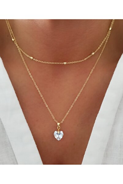 DENİZDENAL مجموعة قلادة القلب الزركون