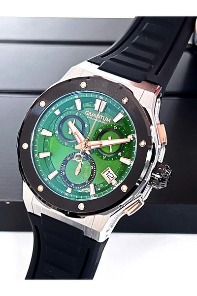 Quantum HNG1082.371 Inner Functions Active 10 Atm Anti Allergic Silicone Watchband Men's Wrist Watch+Wristband