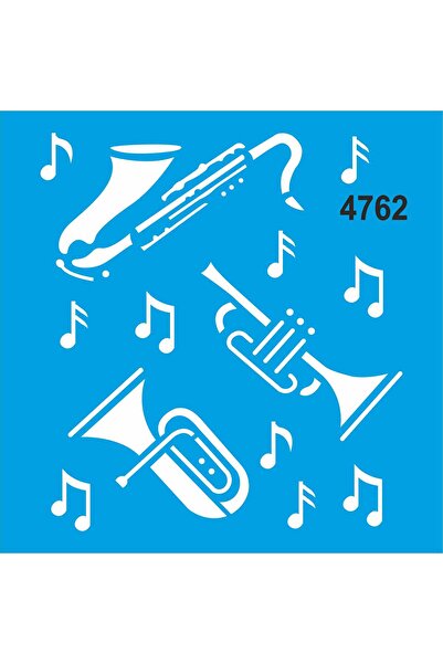 StencilSepeti Musical Instruments Pattern - Stencil Painting Template 40x40