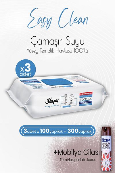 Sleepy Easy Clean Surface Cleaning Towel with Bleach Additive 100' x 3 Pieces and Furniture Polish San