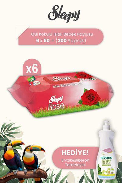Sleepy 50 Sheets X 6 Pieces Rose Scented Baby Towels and Bottle Pacifier Cleaner