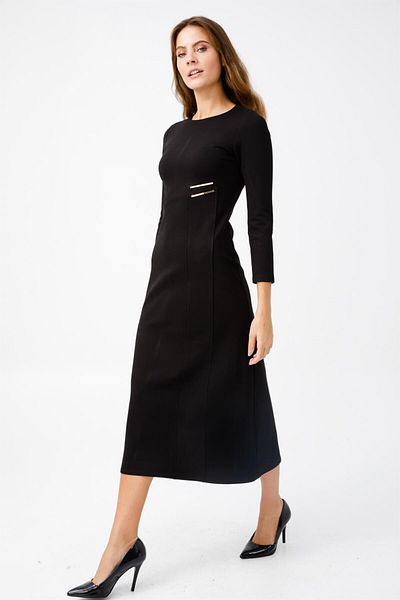 Esswaap Asymmetrical Cut Snap Detail Dress Black