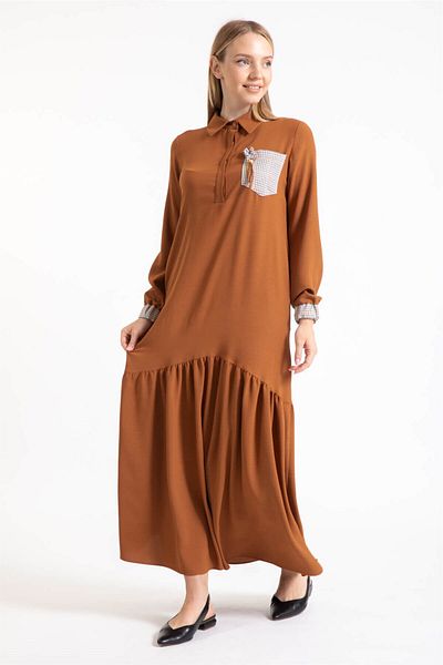 Esswaap Aerobin Fabric Comfortable Dress Tan