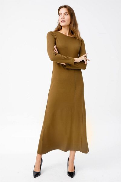 Esswaap Asymmetrical Cut-Cut Accessory Dress Khaki