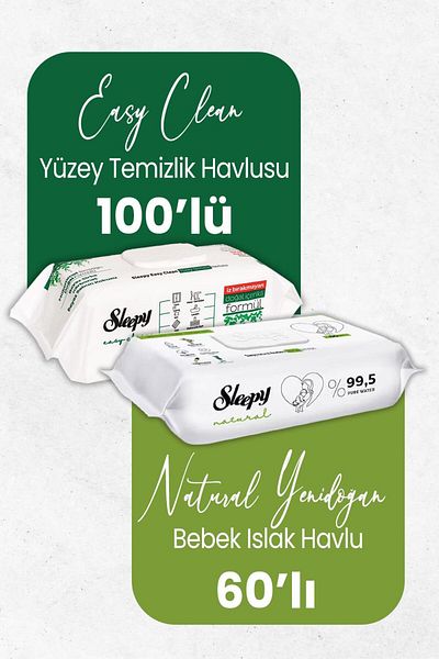 Sleepy Natural Wet Baby Towels 60's and Cleaning Towels 100's