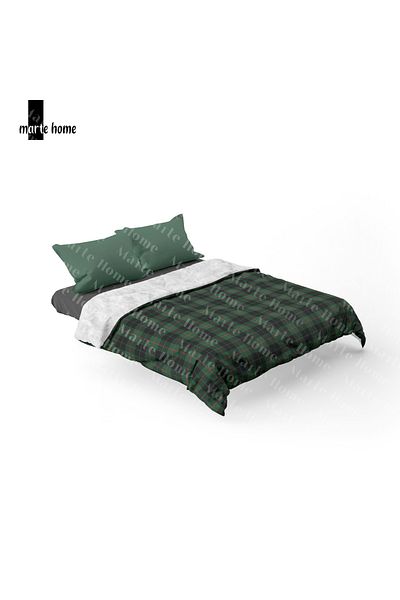 Marte Home Green Plaid Pattern Printed Wellsoft 170x240 Cm Single Blanket