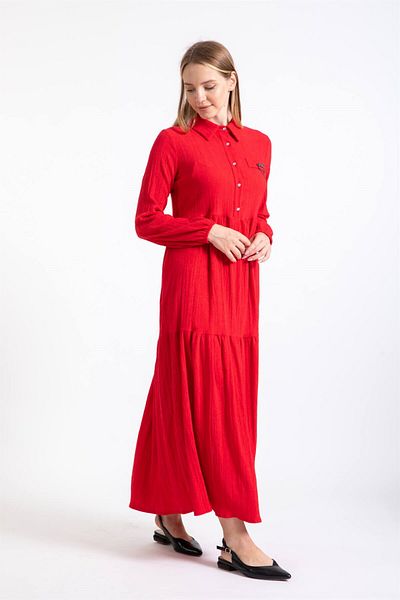 Esswaap Brooch Detailed Dress Red