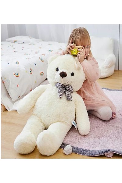 Solemia 90 cm Plush Bear with Bow Tie - 100% Domestic Manufacturing, Special Plush Teddy Bear for Our Loved Ones