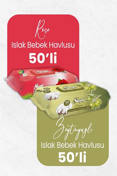 Sleepy Wet Baby Towels Rose Scented 50's and Olive Oil 50's X 2 Pieces (100 LEAVES)