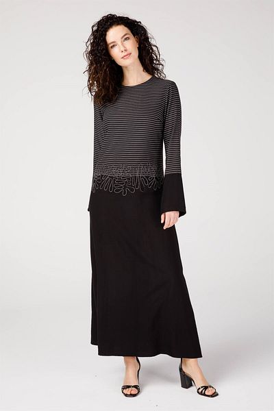 Esswaap Embroidered Comfortable Dress Black