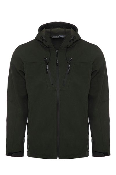 GHASSY CO. Ghassy Co. Palton Softshell rezistent la apă, cu glugă, cu 4 buzunare, pentru bărbați