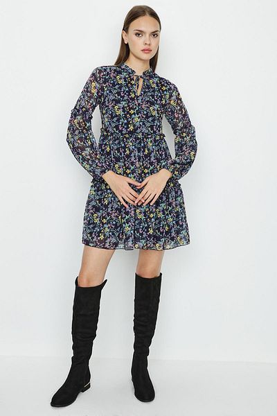 Select Moda Patterned Chiffon Dress