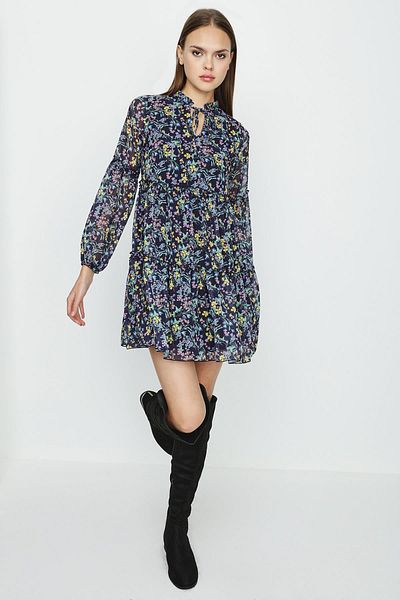 Select Moda Patterned Chiffon Dress