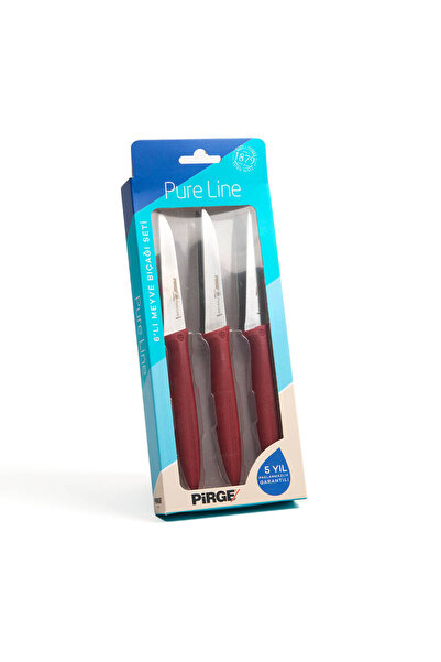 PİRGE Pure Line Bordo Meyve Bıçağı Seti 9 cm (6'lı)