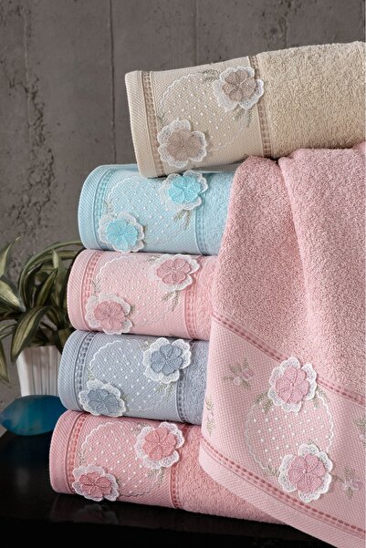 Fiesta |50x90 Cm | Kutulu | Lily | 3D Nakışlı | %100 Bukle |Çok Renkli| 6 Ade...