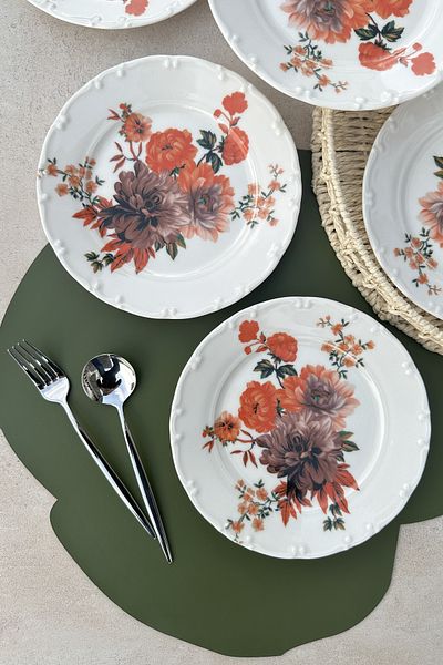 porselenden red carnation set of 6 porcelain daily colorful cake plates for 6 people 19 cm