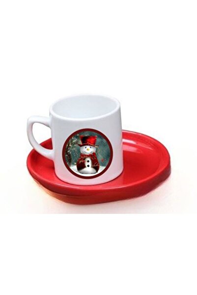 LADİJİTAL BASKI ÇÖZÜMLERİ Kırmızı Yeniyıl Türk Kahvesi Fincanı