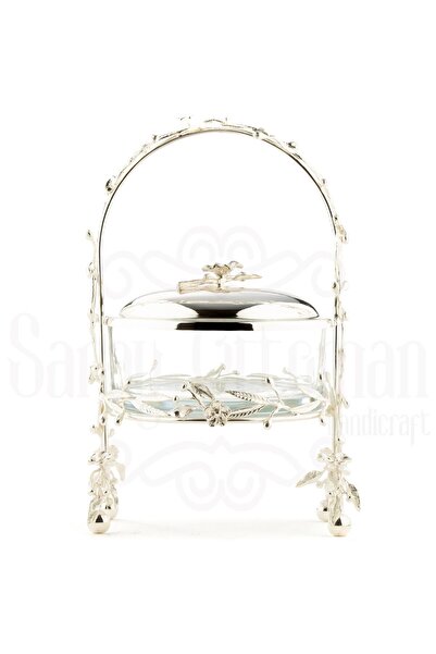 Saray Ottoman handicraft Bakır Ayaklı Kapaklı Şekerlik Meyvelik Sunumluk Loku...