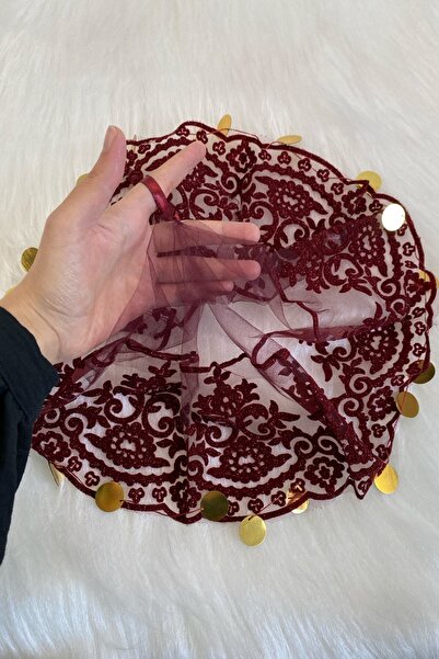 ZEYMERADE منديل الزفاف باللون العنابي، منديل حفلات الزفاف، منديل الحناء المطب...