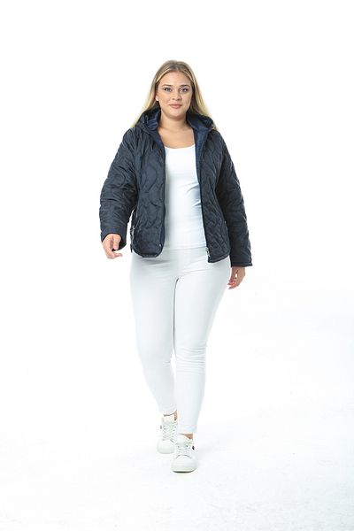 XL Modam WOMEN'S LARGE SIZE QUILTED NAVY BLUE SHORT COAT