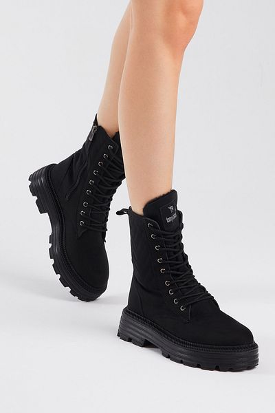 Tonny Black Bequeme Schnürstiefel für Damen mit schwarzem Wildledermuster