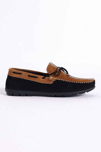 Tonny Black Men's Black Colored Genuine Leather Loafer with Bow on the Front