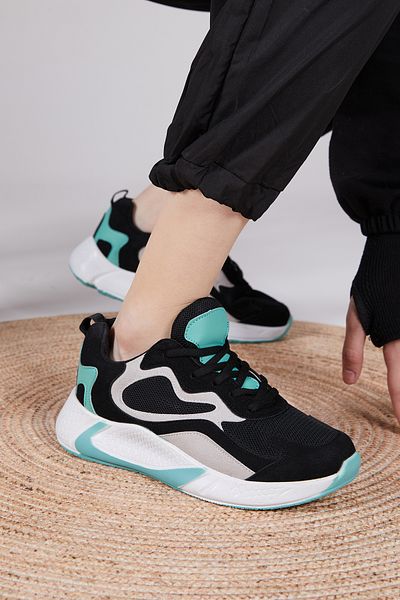 Tonny Black Unisex Black Green Sports Shoes V2901