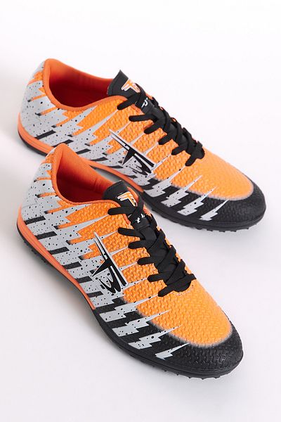Tonny Black Unisex Black Patterned Lace-Up Astroturf Shoes