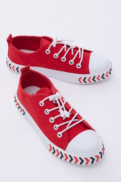 Tonny Black Pantofi sport pentru copii, roșii, unisex, cu potrivire confortabilă, cu săgeată, cu dantelă din cauciuc