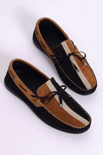 Tonny Black Men's Black Colored Genuine Leather Loafer with Bow on the Front