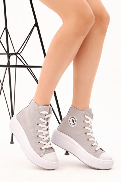 Tonny Black Women's Gray Comfortable Thick Soled Long Sports Shoes