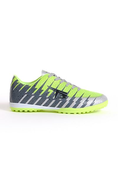 Tonny Black Unisex Silver Patterned Lace-Up Astroturf Shoes