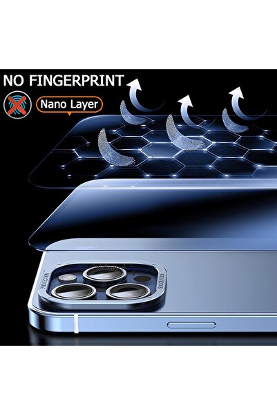 m.tk moveteck İphone 15 Pro Kılıf Tam Kamera Korumalı Metal Çerceveli Kilitli Bumper Kapak Mat Buzlu Titanyum