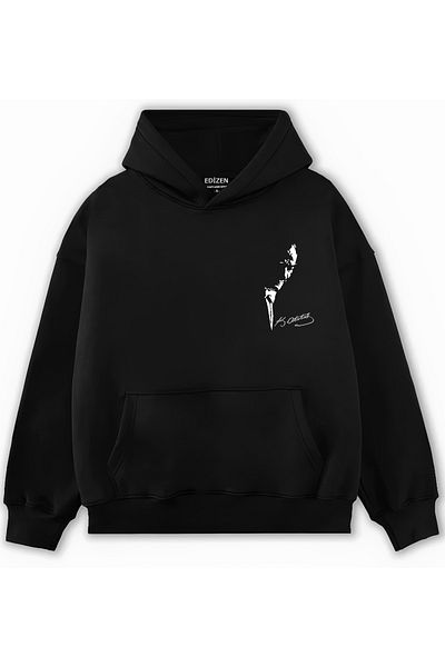 Edizen 100.Custom Atatürk Printed 2024 Oversize Premium 100% Cotton Hooded Sweatshirt