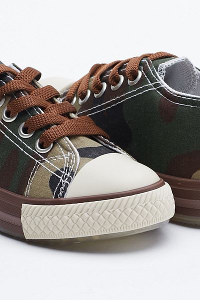 Tonny Black Children's Unisex Khaki Camouflage Luminous Lace-Up Sports Shoes Tb998
