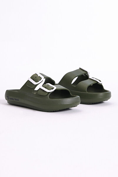 Tonny Black Women's Khaki Comfortable Buckle High Sole Eva Slippers