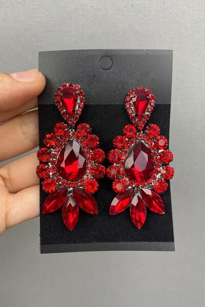 Hobigram Red Berlin Bridal Henna Crown and Earrings for Brides – Bijoux Earrings, Stylish Design – Bijoux Cube