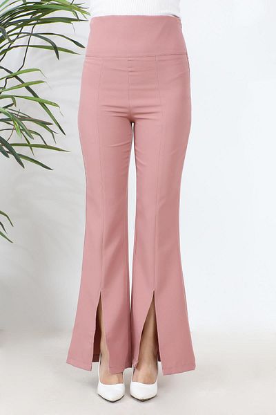 Modamihram Slit Flare Leg Trousers Dusty Rose 6089