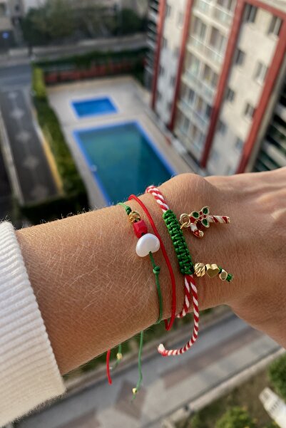 Shepidi 3'lü Kırmızı Yeşil Şans Marteniçka Bilekliği