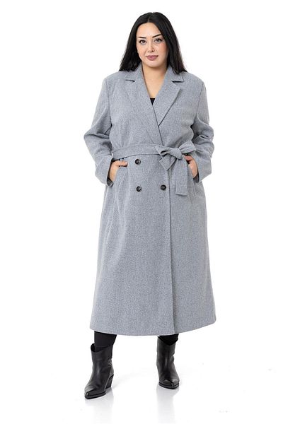 DISENTIS MODEST Large Size Slit Long Lined Gray Stamp Coat