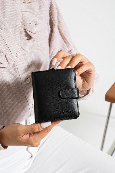 Grande 2601 Genuine Leather Women's Card Holder, Paper & Coin Compartment Model Stylish Card Holder Wallet BLACK