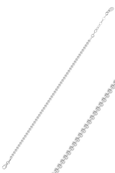 KAR DİAMOND Gümüş Rodyumlu Zirkon Taşlı Su Yolu Pırlanta Modeli Bileklik