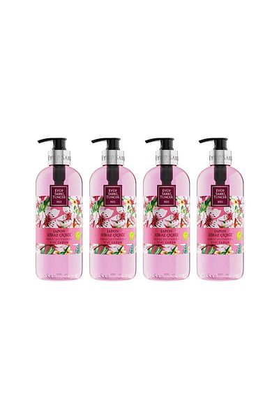 Eyüp Sabri Tuncer Natural Olive Oil Liquid Soap with Japanese Cherry Blossom Pattern 500 Ml - 4 Pieces