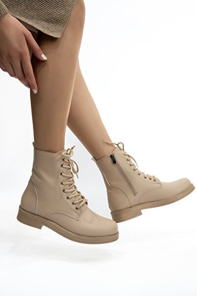 Shupe Γυναικείες μπότες με κορδόνια με γυμνό δέρμα