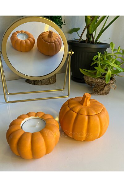 yeyu candles beton balkabagı tealight - takı kutusu