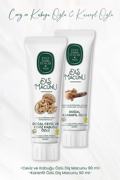 Eyüp Sabri Tuncer Toothpaste Walnut and Shell Extract 90 ml and Clove Extract 90 ml