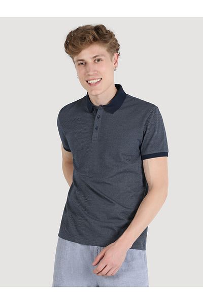 Colin's Navy Blue Regular Fit Men's Polo Collar Short Sleeve T-Shirt