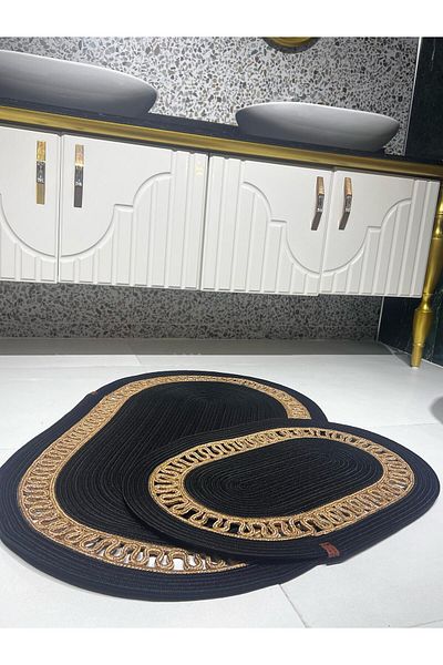 decorium pleksi Σετ 2 ψάθινες πατολίκες από γιούτα, πατάκι μπάνιου, πατάκι μπροστινής πόρτας, διακόσμηση, χαλί, πατάκι