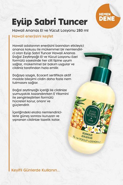Eyüp Sabri Tuncer 280 ml Hawaii Pineapple Hand and Body Lotion