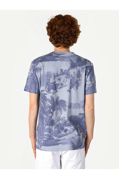Colin's Tricou cu mânecă scurtă pentru bărbați, cu imprimeu albastru, cu croiala normală - decolteu